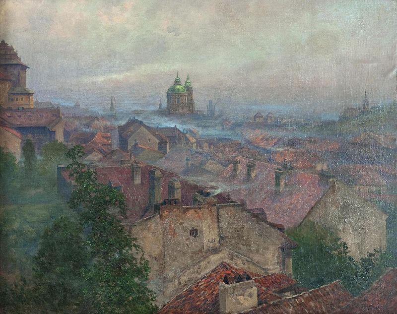 Jarní soumrak nad Prahou, 1917