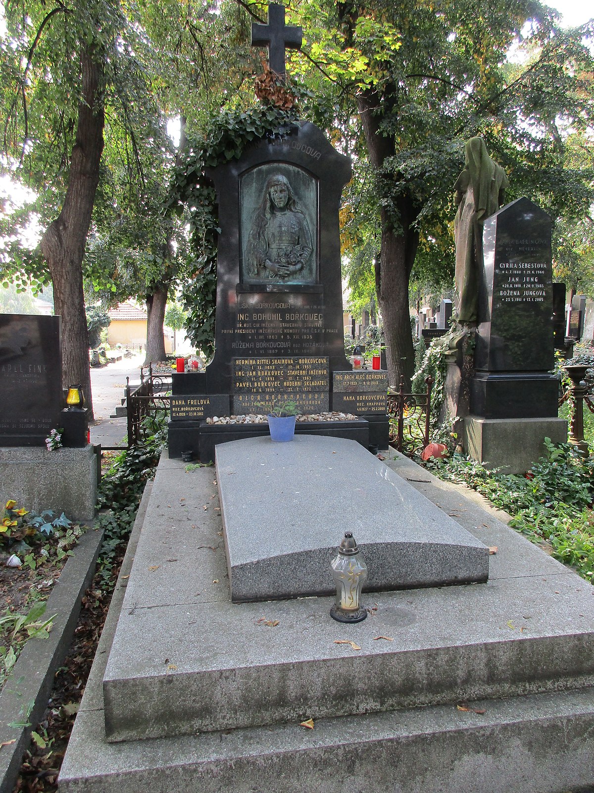 Hrob Pavla Bořkovce a dalších členů rodiny na Bubenečském hřbitově v Praze