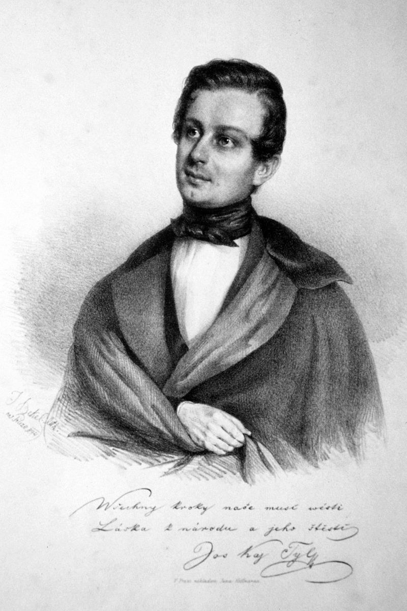 Josef Kajetán Tyl na litografii Josefa Bekela, 1844