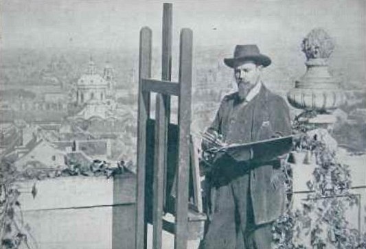 Ferdinand Engelmüller při práci, kolem 1910