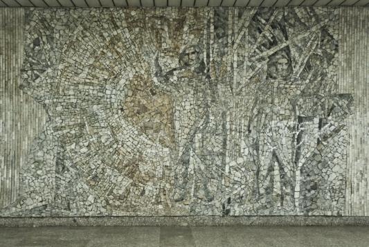 Mozaika Kosmonauti ve stanici metra Háje, 1979