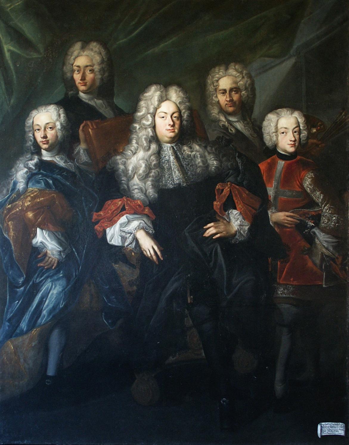 Portrét hraběte Václava Lažanského se syny, 1716-1717