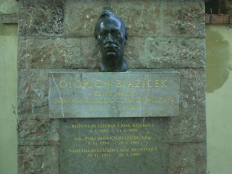 Hrob Oldřicha Blažíčka a jeho rodiny na Šáreckém hřbitově v Praze
