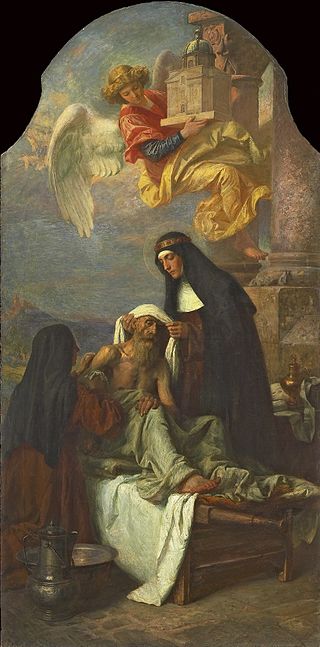 Sv. Anežka ošetřuje nemocného, 1895