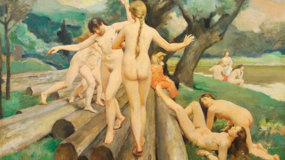 Na kládách, olej na plátně (1921)