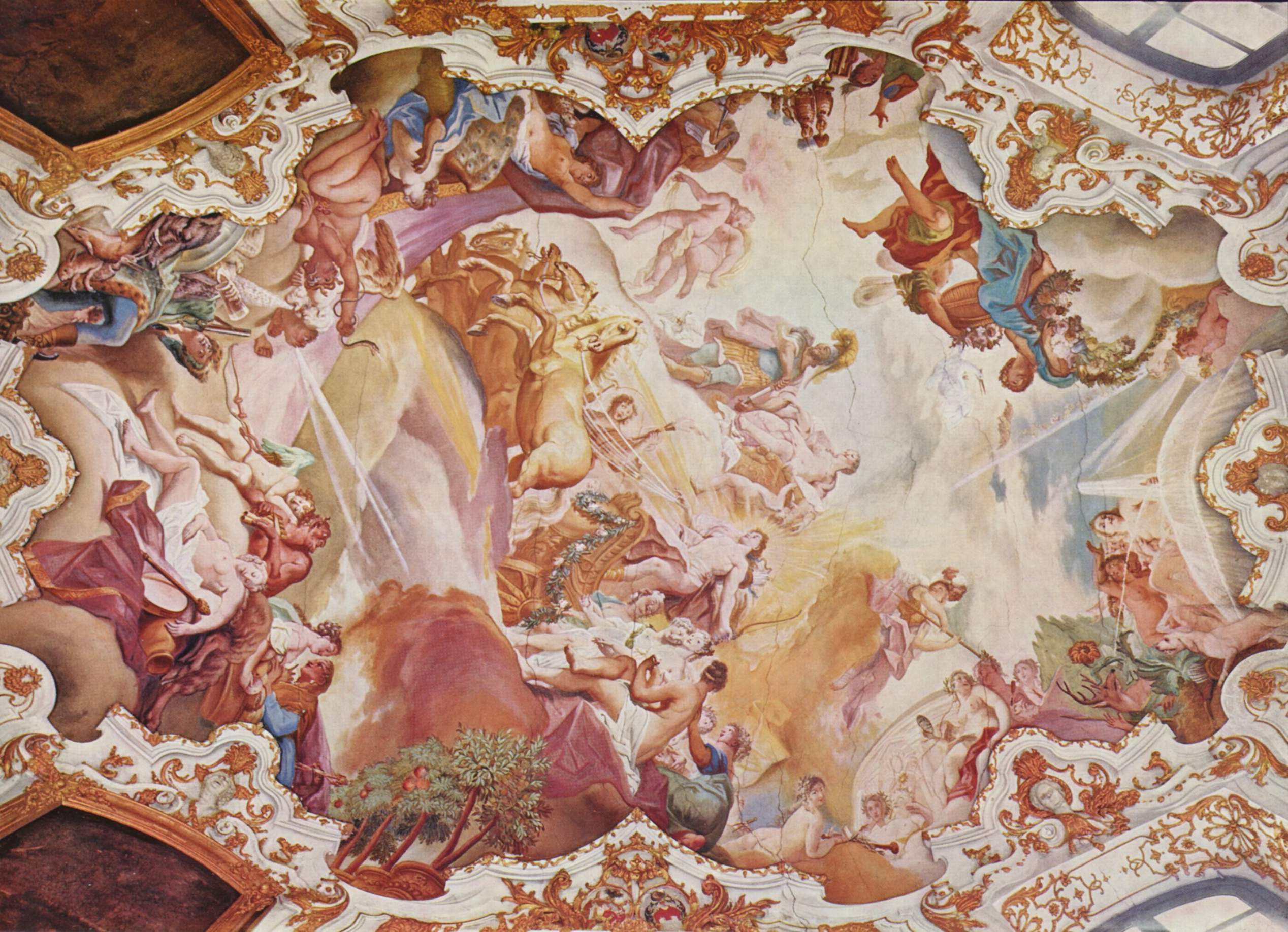 Trium Apolla na stropě zámku Alteglofsheimu poblíž Řezno, 1730