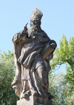 Kopie sochy sv. Vojtěcha na Karlově mostě, originál je uložen v Gorlici na Vyšehradě - M. J. Brokof na soše pravděpodobně spolupracoval se svým bratrem