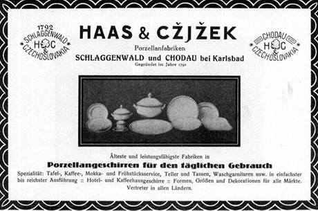 Propagační leták porcelánky Haas&Czjzek