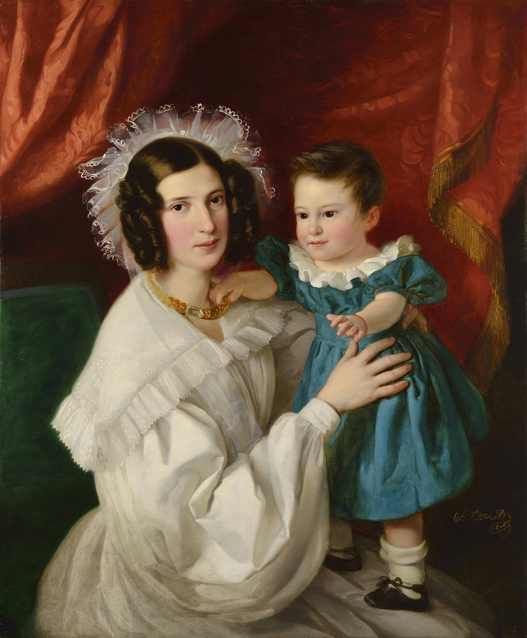 Portrét neznámé šlechtičny se synem, 1836
