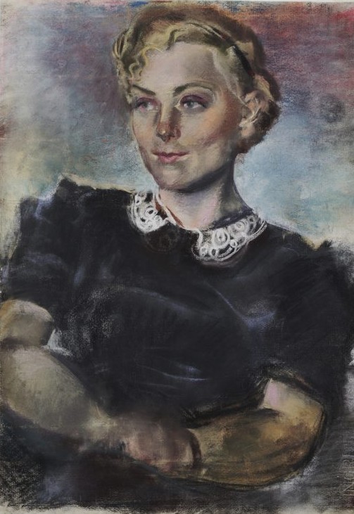 Podobizna mladé ženy s krajkovým límcem, kolem roku 1942