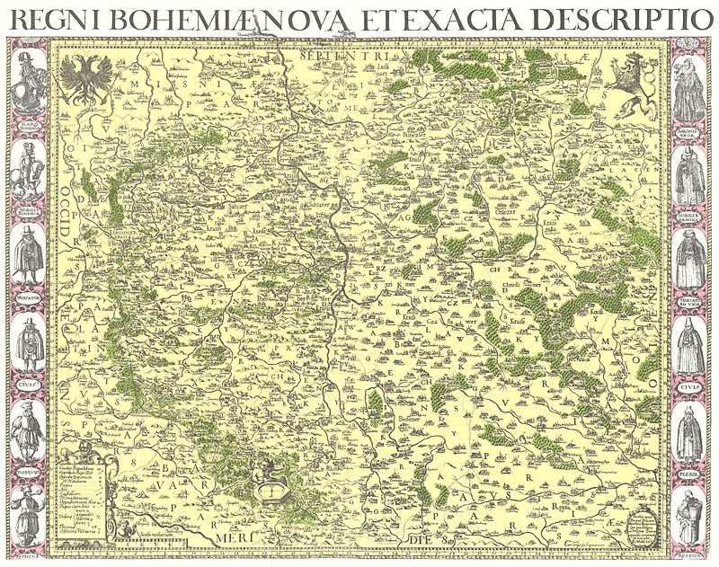 Mapa Čech, třetí vydání, 1665