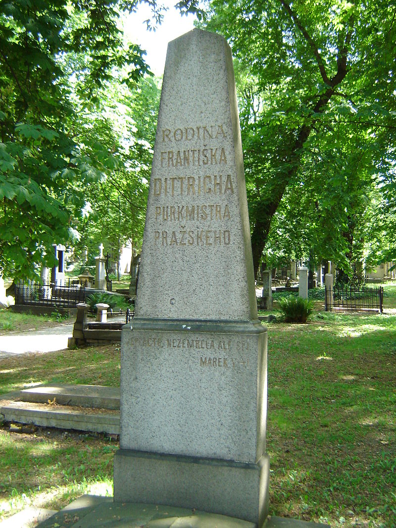 Hrob Františka Dittricha na Olšanských hřbitovech
