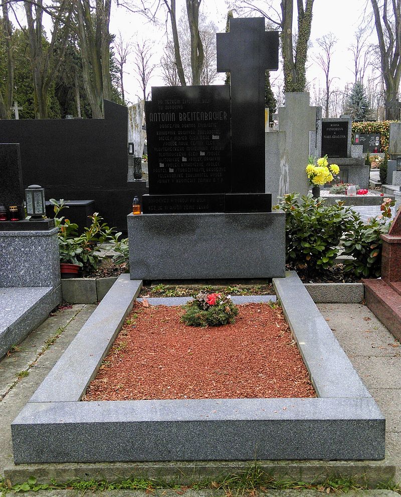 Hrob Antonína Breitenbachera na hřbitově v Kroměříži