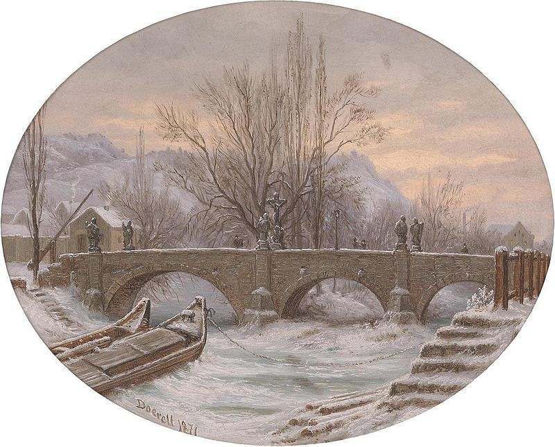 Most přes řeku Bílinu v Ústí v zimě, 1867