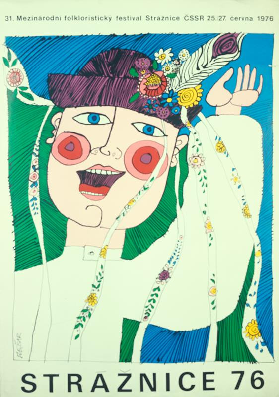 Plakát k mezinárodnímu folkloristickému festivalu ve Strážnici, 1976 (Moravská galerie)