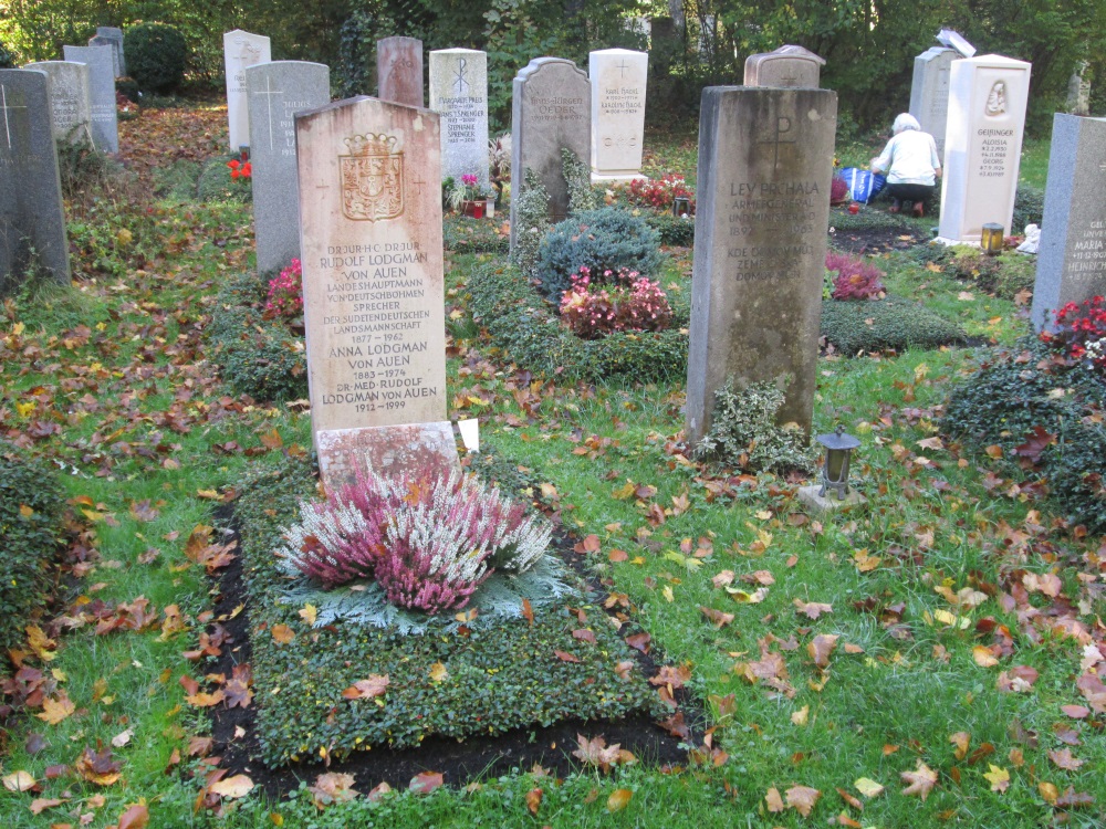 Hrob R. Lodgmana a L. Prchaly v Mnichově (Waldfriedhof). Foto Jiří Martínek 2017.